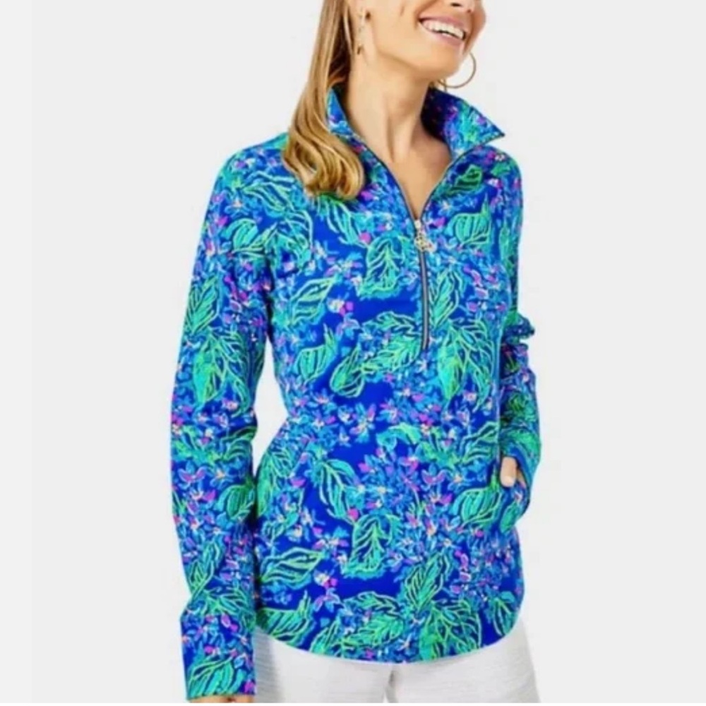 Lilly Pulitzer Skipper Popover Zip Women XS Eclipse Blue Serenade In The Shade
